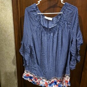 Terra & Sky Blouse Sz 1X 100% Rayon